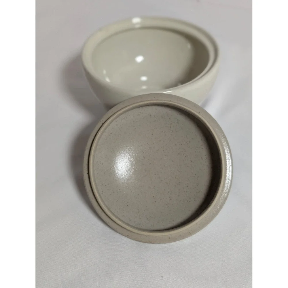 Mikasa Stone Craft Ventura Sugar Bowl with Lid Tan Gray Geometric CF306